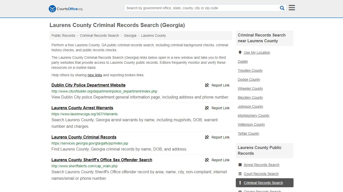 Laurens County Criminal Records Search (Georgia) - County Office